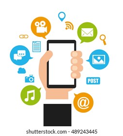 mobile social media icon vector illustration design
