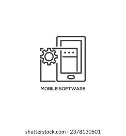 Mobile software icon, phone system development, technology concept. Modern sign, linear pictogram, outline symbol, simple thin line vector design element template