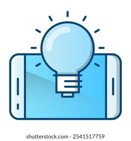 Mobile solution icon, blue gradient vector illustration