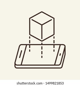 Mobile space line icon. Projection, cube, box. Augmented reality concept. Can be used for topics like innovation, technology, application