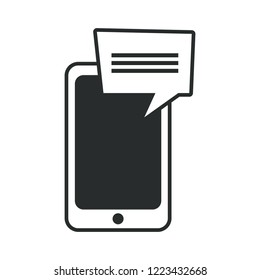 mobile and speech bubble on white background