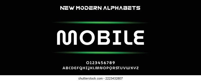 MOBILE Sports minimal tech font letter set. Luxury vector typeface for company. Modern gaming fonts logo design.