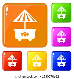 Mobile stall icons set collection vector 6 color isolated on white background