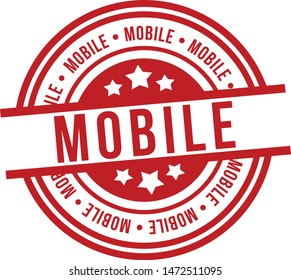 Mobile Stamp. Red Badge. Eps 10 Vector.