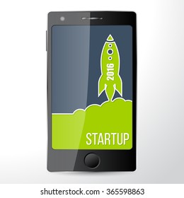 Mobile start up app flat business concept 