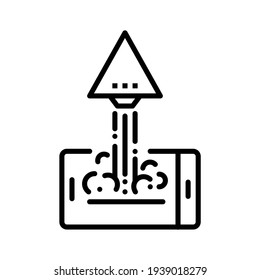 Mobile startup icon. Line vector. Isolated on white background.