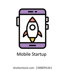 Mobile Startup vector  Filled outline Design illustration. Symbol on White background EPS 10 File
