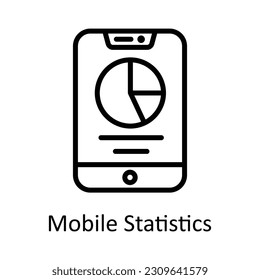 Mobile Statistics Vector  outline Icon Design illustration. Seo and web Symbol on White background EPS 10 File