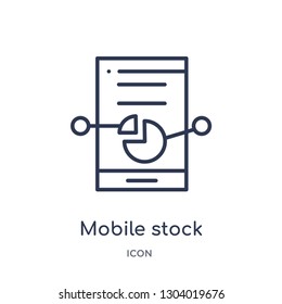mobile stock data analysis icon from user interface outline collection. Thin line mobile stock data analysis icon isolated on white background.