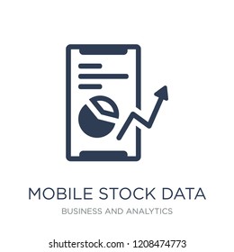 Mobile stock data icon. Trendy flat vector Mobile stock data icon on white background from Business and analytics collection, vector illustration can be use for web and mobile, eps10