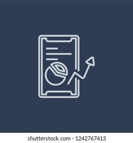 Mobile stock data icon. Trendy flat vector line Mobile stock data icon on dark blue background from Business and analytics collection. 