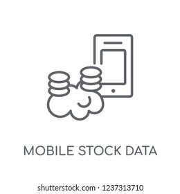 Mobile stock data linear icon. Modern outline Mobile stock data logo concept on white background from Business and analytics collection. Suitable for use on web apps, mobile apps and print media.