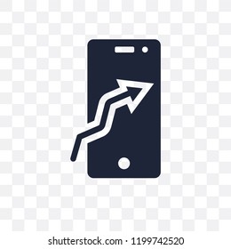Mobile stock data transparent icon. Mobile stock data symbol design from Analytics collection. Simple element vector illustration on transparent background.