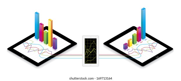 Mobile stock exchange concept. Vector generic tablets and smartphone