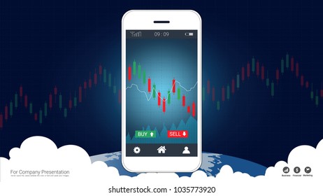 Mobile Stock Trading Concept Candlestick Financial Stock Vector ...