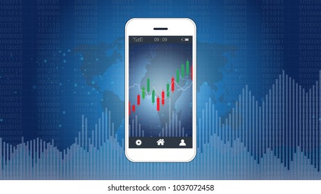 Mobile Stock Trading Concept Candlestick Financial Stock Vector ...