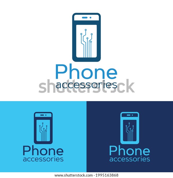 Mobile Store Accessories Logo Concept Illustration Stock Vector