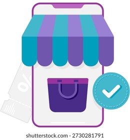 mobile store app, ecommerce illustration