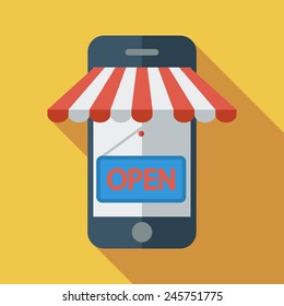 Mobile store. Color Flat design style. Vector illustration.