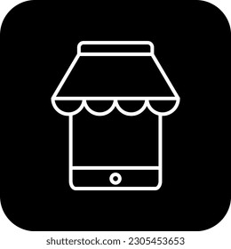 Mobile store E-Commers icon with black filled line style. web, shop, cart, buy, delivery, website, app. Vector illustration