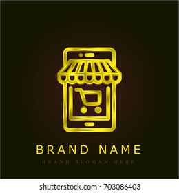 Mobile store golden metallic logo