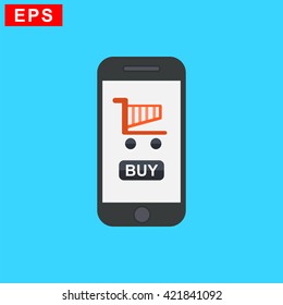 mobile store icon, vector mobile commerce icon, isolated mobile shopping icon