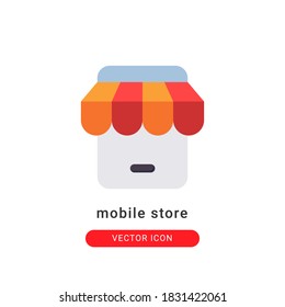 ilustración vectorial de icono de tienda móvil. diseño plano de icono de tienda móvil.