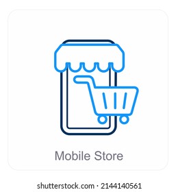 Concepto De Icono De Tiendas Móviles Y De Tiendas Móviles