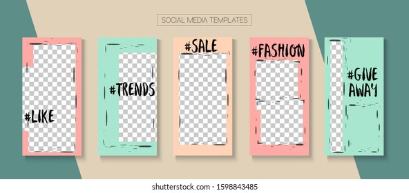 Mobile Stories Vector Collection. Blogger Tech Design, Social Media Kit Template. Tech Sale, New Arrivals Story Layout. Online Shop Rich VIP Graphic Advert. Social Media Stories Collection