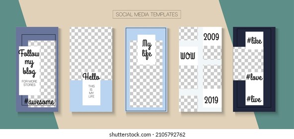 Mobile Stories Vector Collection. Blogger Simple Concept, Social Media Kit Template. Tech Sale, New Arrivals Story Layout. Online Shop Polygon Graphic Apps. Social Media Stories Collection