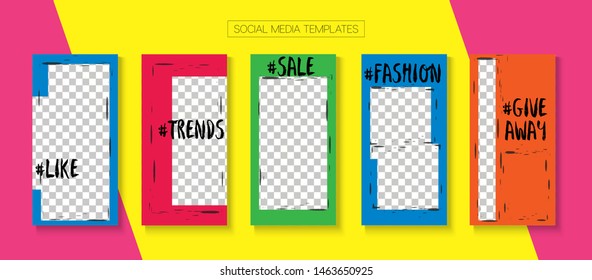 Mobile Stories Vector Collection. Hipster Sale, New Arrivals Story Layout. Blogger Simple Concept, Social Media Kit Template. Online Shop Graphic Invitation Brand. Social Media Stories Collection