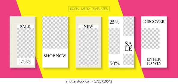 Mobile Stories Vector Collection Hipster Sale, neue Ankunft Storys Layout. Blogger Hipster Covers, Social Media Kit Template. Online Shop Graphic Graphic Brand. Sammlung von Social Media Stories