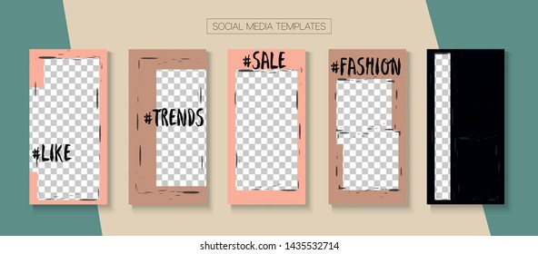 Mobile Stories Vector Collection. Minimal Sale, New Arrivals Story Layout. Online Shop Elegant Graphic Brand. Blogger Tech Border, Social Media Kit Template. Social Media Stories Collection