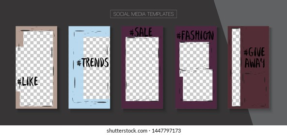 Mobile Stories Vector Collection. Minimal Sale, New Arrivals Story Layout. Blogger Simple Covers, Social Media Kit Template. Online Shop Abstract Invitation Mobile. Social Media Stories Collection