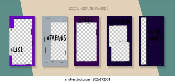 Mobile Stories Vector Collection. Online Shop Graphic Invitation Phone. Simple Sale, New Arrivals Story Layout. Blogger Minimal Frame, Social Media Kit Template. Social Media Stories Collection