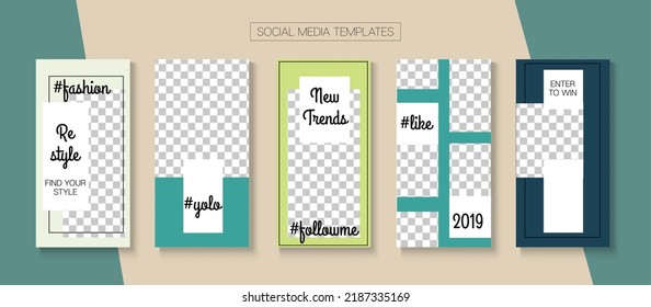 Mobile Stories Vector Collection. Online Shop Abstract Graphic Phone. Hipster Sale, New Arrivals Story Layout. Blogger Modern Design, Social Media Kit Template. Social Media Stories Collection