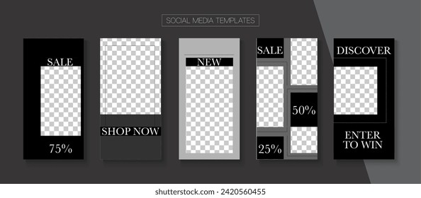 Mobile Stories Vector Collection. Online Shop Elegant Graphic Mobile. Funky Sale, New Arrivals Story Layout. Blogger Modern Covers, Social Media Kit Template. Social Media Stories Collection