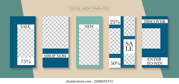 Mobile Stories Vector Collection. Online Shop Abstract Graphic Brand. Blogger Modern Design, Social Media Kit Template. Funky Sale, New Arrivals Story Layout. Social Media Stories Collection