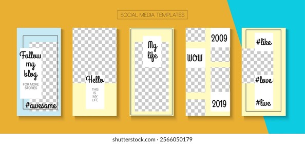 Mobile Stories Vector Collection. Online Shop Abstract Invitation Mobile. Tech Sale, New Arrivals Story Layout. Blogger Funky Design, Social Media Kit Template. Social Media Stories Collection