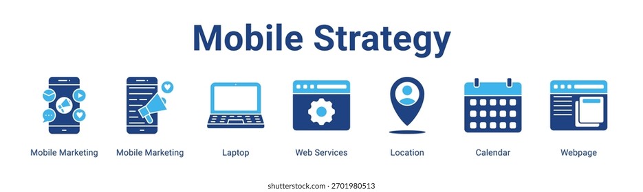 Elemento de icono de Anuncio de Web de estrategia móvil para el diseño en una colección