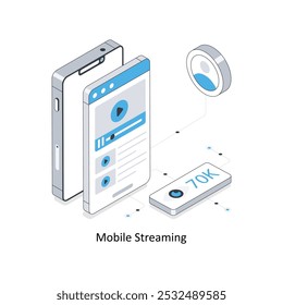 Móvil Streaming Ilustración de stock isométrica. EPS Archivo ilustración de stock
