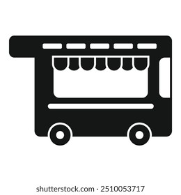 Mobile street food truck selling fast food icon in glyph style vector illustration on white background