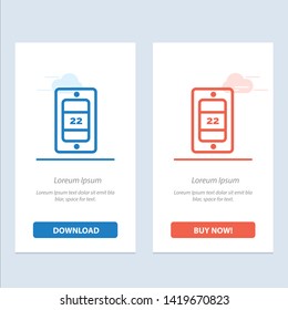 Mobile, Sun, Temperature  Blue and Red Download and Buy Now web Widget Card Template