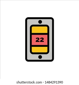 Mobile, Sun, Temperature  Flat Color Icon. Vector icon banner Template. Vector Icon Template background
