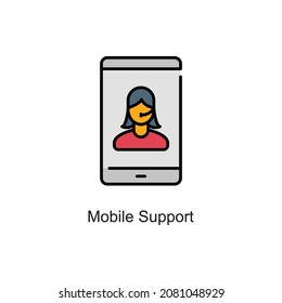 Mobile Support vector fill outline Icon. Pixel Perfect. For Mobile and Web. stock illustration