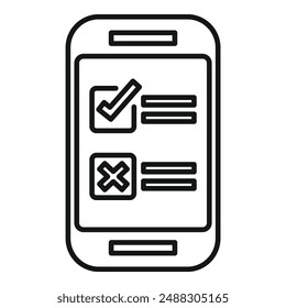 Icono de Vector de Encuesta móvil para el formulario de Comentarios de experiencia del usuario y recopilación de datos en línea en la interfaz del App de smartphone