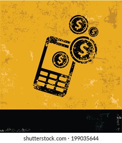 Mobile symbol,grunge vector