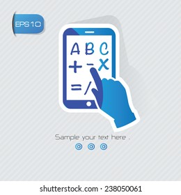 Mobile symbol,sticker design,blue version,clean vector