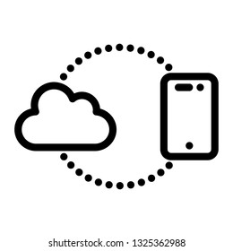 mobile sync icon, outline black style, seo and business illustration