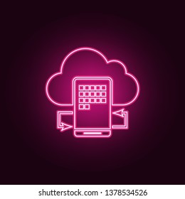 mobile syncing icon. Elements of Web Development in neon style icons. Simple icon for websites, web design, mobile app, info graphics